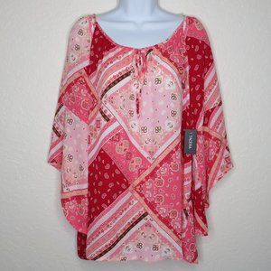 TACERA* Women's Flare Sleeve Boat Neck Curved Hem Tunic‎ BOHO Blouse~ Size XL
